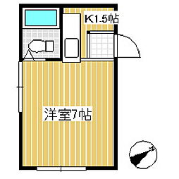 コーポ鷹匠 ワンルームの間取図画像