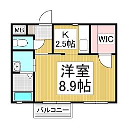 ハイツパティオ 1Kの間取図画像
