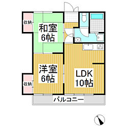 ハイツベルフラワー 2LDKの間取図画像