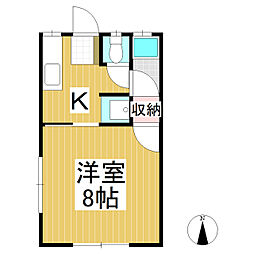 コーポ上原 1Kの間取図画像