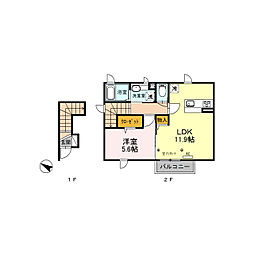 パラッツォ 1LDKの間取図画像