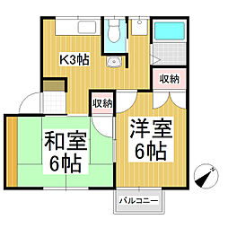 ホワイトパレス岩下 2Kの間取図画像