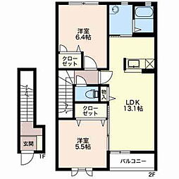 マーククォーレB 2LDKの間取図画像