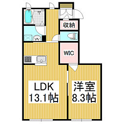 マストタウン上田原B 1LDKの間取図画像