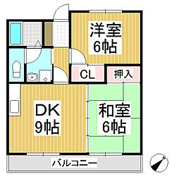 七曜館 2DKの間取図画像