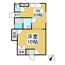 リバーサイド天神 1DKの間取図画像
