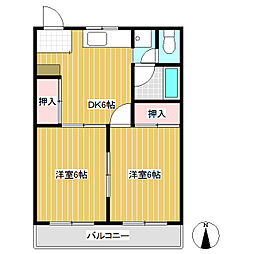 コーポ大星 2DKの間取図画像