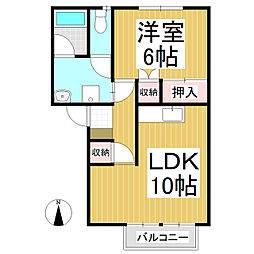 T・ハイツ上田原 1LDKの間取図画像