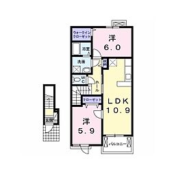 ラフィネ 2LDKの間取図画像