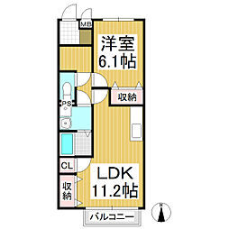 サープラスエレガント 1LDKの間取図画像