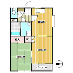 吉田アパート 2DKの間取図画像