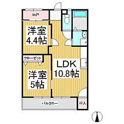 サンライズドリーム 2LDKの間取図画像