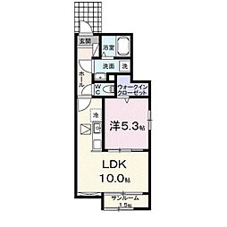 プラーム上田II 1LDKの間取図画像