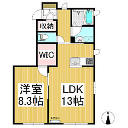 マストタウン上田原B 1LDKの間取図画像
