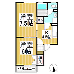 ボナール・ナカザワA 2Kの間取図画像
