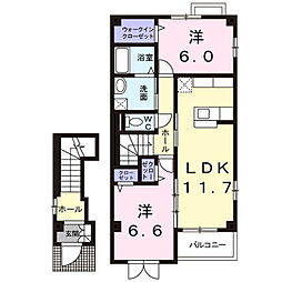 グランデュール 2LDKの間取図画像