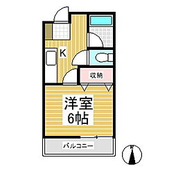 シンプレックス上堀 1Kの間取図画像