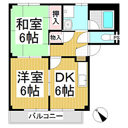 ドゥーロジュマンテラシマA 2DKの間取図画像