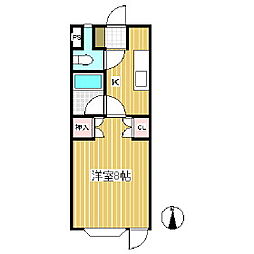 ルネ染谷 1Kの間取図画像
