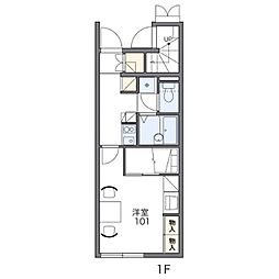 レオパレスエバーグリーンA 1Kの間取図画像