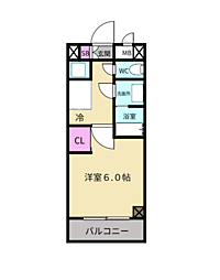プレサンス福島ニューゲート 1Kの間取図画像