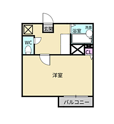 マンション弥栄 1Kの間取図画像