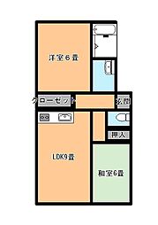 セジュール三野 2LDKの間取図画像