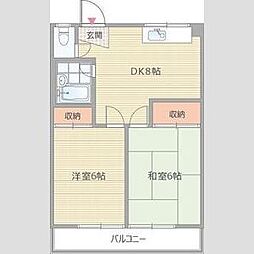 永本マンション 2DKの間取図画像