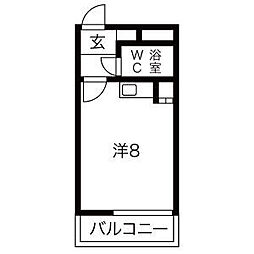Mebius城北公園Residence ワンルームの間取図画像