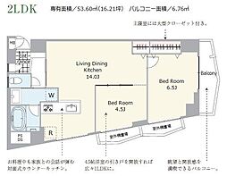 山王アイチマンション 2LDKの間取図画像
