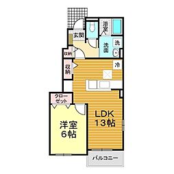 サニーレジデンス3番館 1LDKの間取図画像