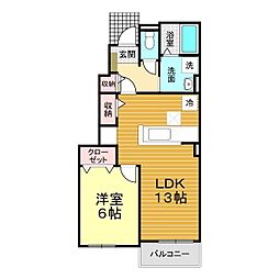 リアルエステート13 1LDKの間取図画像