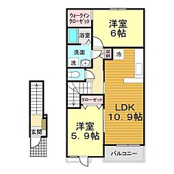 シティフローラル2 2LDKの間取図画像