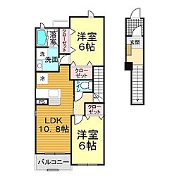 サニーレジデンス1番館 2LDKの間取図画像