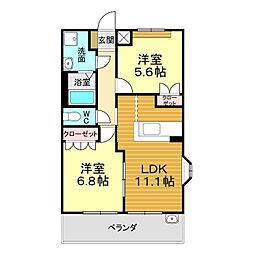 シャルマンコートジュネス 2LDKの間取図画像