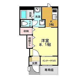 下関市富任町3丁目アパート 1Kの間取図画像