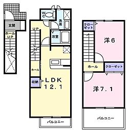 サンシャイン長府2 2LDKの間取図画像
