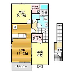 シティフローラル1 2LDKの間取図画像