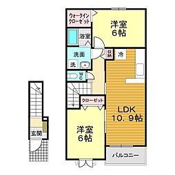 シャロームK 2LDKの間取図画像