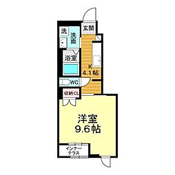 Chat noir fff 1Kの間取図画像