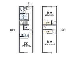 レオパレスエバーグリーン 2DKの間取図画像