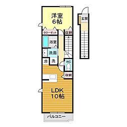 エレガンシアD 1LDKの間取図画像