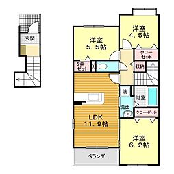 プチアース 3LDKの間取図画像