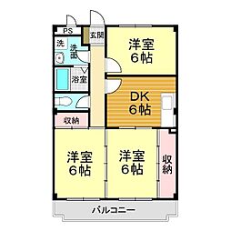 ドエル3 3DKの間取図画像