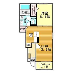 エブリワン 1LDKの間取図画像