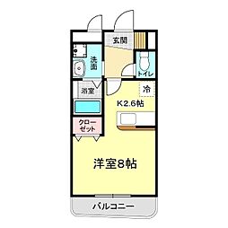 シャン・ド・フレーズ2 1Kの間取図画像