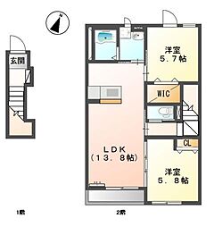 桜SK 2LDKの間取図画像