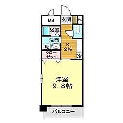 ラフィーネ不動今井 1Kの間取図画像