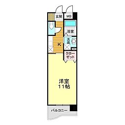 ヴィラグレイス2 1Kの間取図画像