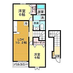 パレスブルー・マウンテンB 2LDKの間取図画像